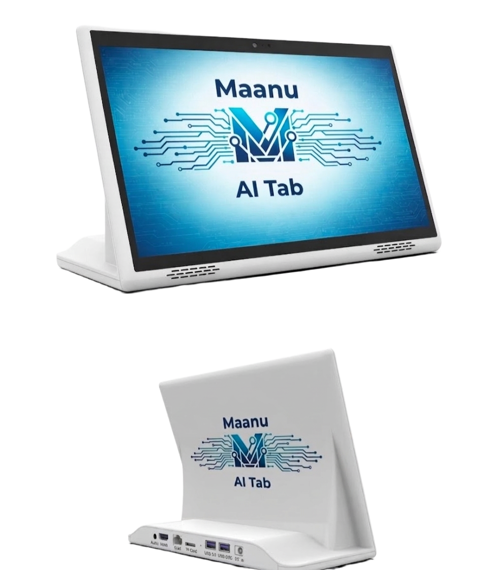 Maanu AI Tab device — front and back views